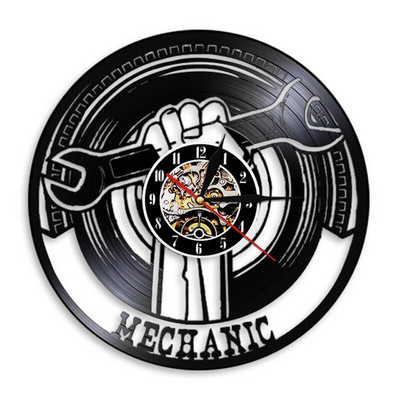 Ceas de perete atelier de reparații auto Design modern Service mecanic auto Ceasuri cu discuri de vinil cu ceas de perete cu LED în 7 culori Decor pentru casă
