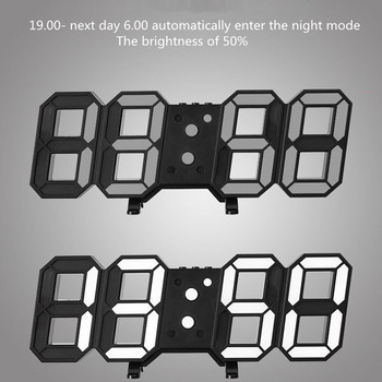 Голям стенен часовник с 3D дистанционно управление LED електронни часовници Цифров настолен часовник Настолен многофункционален Дата Температура Висящ