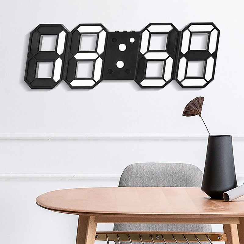 Ceas mare de perete cu telecomandă 3D Ceasuri electronice cu LED Ceas de masă digitală Desktop Multifuncțional Data Temperatură suspendată