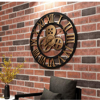Стенен часовник Дневни висящи стайни часовници за стил Индустриален Декоративен Ретро Външният черен Творчески шик Голям