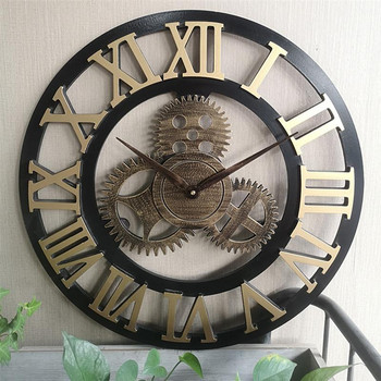 Стенен часовник Дневни висящи стайни часовници за стил Индустриален Декоративен Ретро Външният черен Творчески шик Голям
