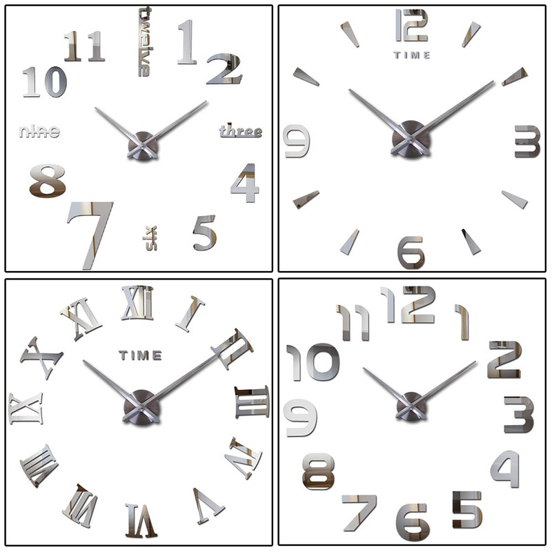 DIY 3D nagy falióra Modern dizájn fali matrica óra 2020 új lakberendezési nappali néma akril tükör nagy fali órák