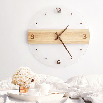 Кварцов часовник творчески скандинавски часовник прост часовник от масивно дърво, акрилно стъкло, стенен часовник, хол, домашен стенен часовник, декоративен часовник
