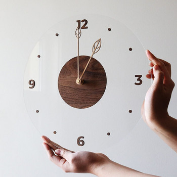 Кварцов часовник творчески скандинавски часовник прост часовник от масивно дърво, акрилно стъкло, стенен часовник, хол, домашен стенен часовник, декоративен часовник