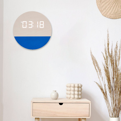 LED Sunrise falióra 3D világító fából készült digitális óra skandináv stílusú otthoni nappali dekoráció Kreatív hálószoba csendes órák