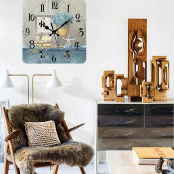 10-инчов дървен стенен часовник Творчески ретро квадратни безшумни висящи часовници за декор на спалнята Часовник Модерна декорация на дома