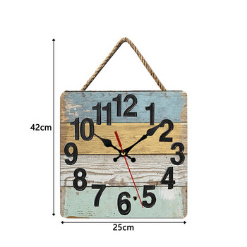 10-инчов дървен стенен часовник Творчески ретро квадратни безшумни висящи часовници за декор на спалнята Часовник Модерна декорация на дома