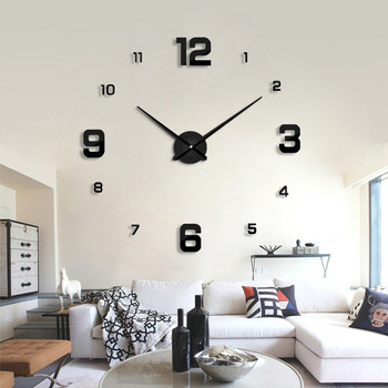 Muhsein 2022 Full Golde Sliver Черен стенен часовник Модерен дизайн Часовник за декорация на дома Уникален голям размер 3D часовници със стикери за стена