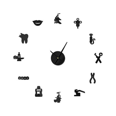 Hambahaigla vaikne seinakell Hambaarst raamita isetehtud akrüül 3D peegel seinakell hammas kaasaegne disain ülegabariidiline aeg Wandklok