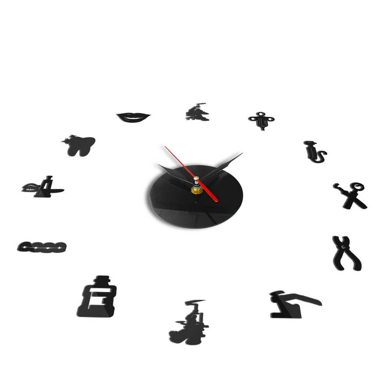 Hambahaigla vaikne seinakell Hambaarst raamita isetehtud akrüül 3D peegel seinakell hammas kaasaegne disain ülegabariidiline aeg Wandklok