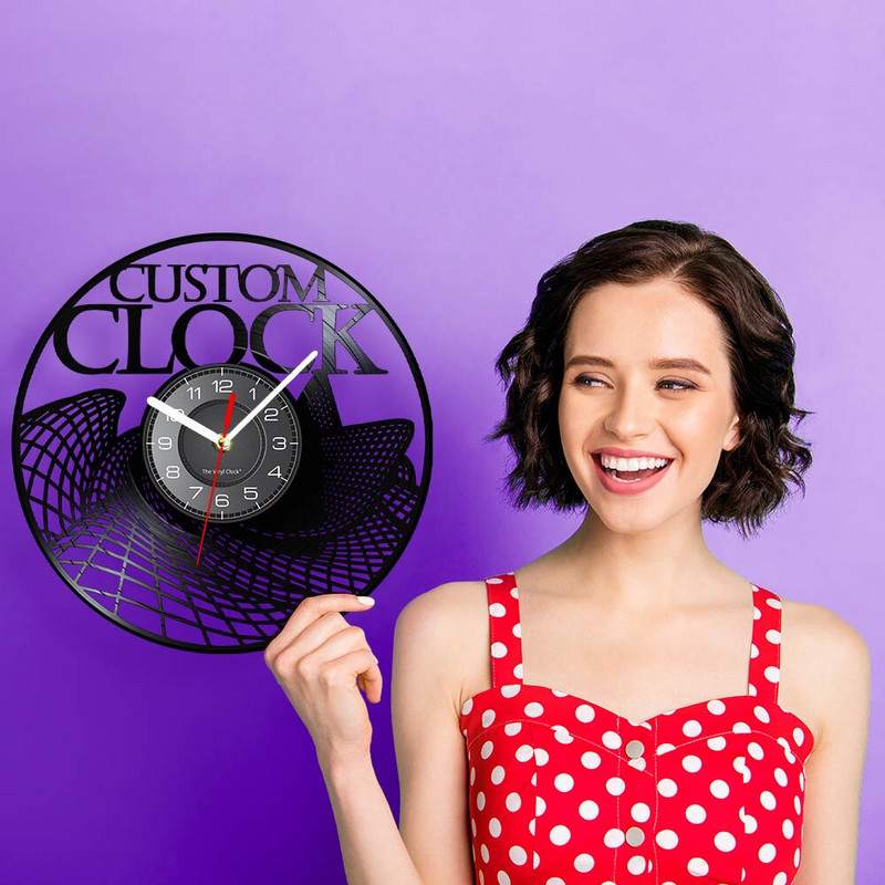 Ceas de perete cu discuri de vinil personalizate de epocă Comandați personalizat Designul dvs. Logo-ul dvs. Fotografiile dvs. personale Ceas de perete de vinil personalizat