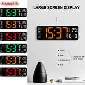 Ceasuri digitale multicolore cu LED Ceas electronic mare de perete Telecomandă Temp. Data Oprire Memorie Ceas de masă montat pe perete