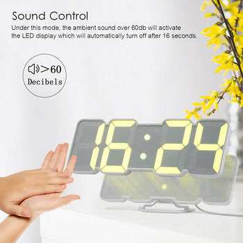 Стенен настолен часовник 3D безжично дистанционно цифрово RGB LED будилник USB захранване 115 цвята 3 нива на яркост Контрол на звука