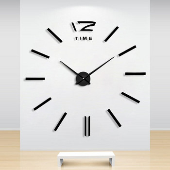 Muhsein Нова мода 3D стенен часовник Акрилно огледало Стикер за стена Часовник Голям размер Направи си сам часовници Декорация на дома за всекидневна Офис