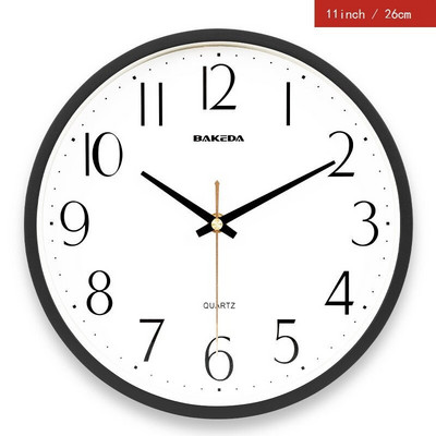 26 cm-es, minimalista faliórák fekete kerettel, átlátszó üveg csendes, egyszerű óra Reloj de pared Study Office Home Dekoráció