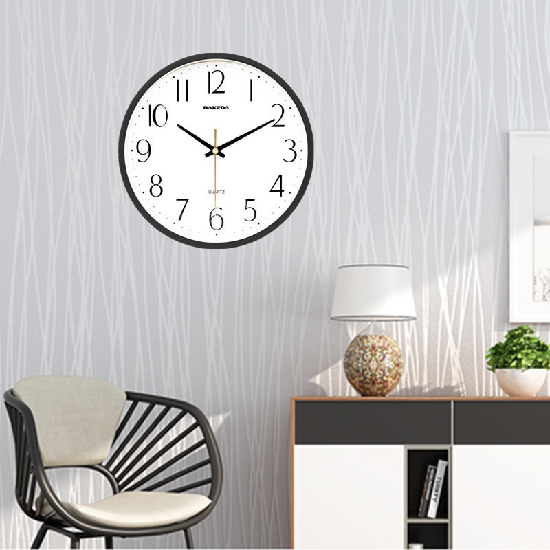 26 cm-es, minimalista faliórák fekete kerettel, átlátszó üveg csendes, egyszerű óra Reloj de pared Study Office Home Dekoráció