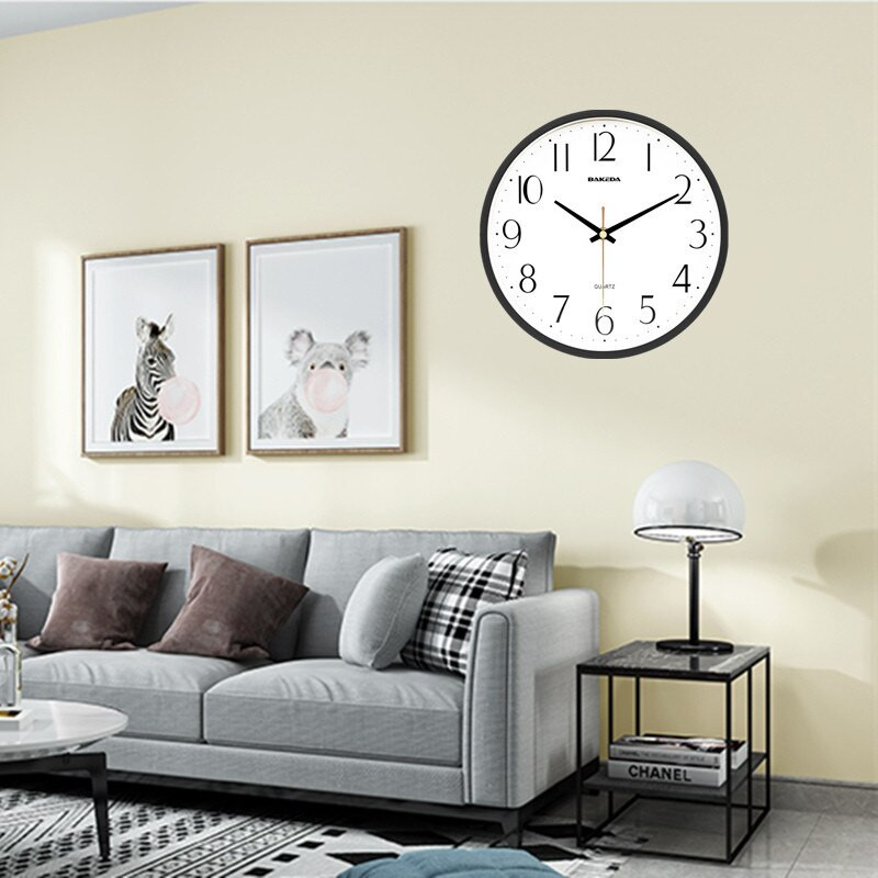 26 cm-es, minimalista faliórák fekete kerettel, átlátszó üveg csendes, egyszerű óra Reloj de pared Study Office Home Dekoráció