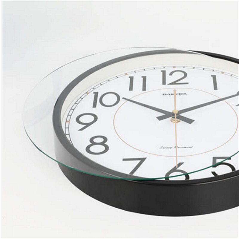 26 cm-es, minimalista faliórák fekete kerettel, átlátszó üveg csendes, egyszerű óra Reloj de pared Study Office Home Dekoráció
