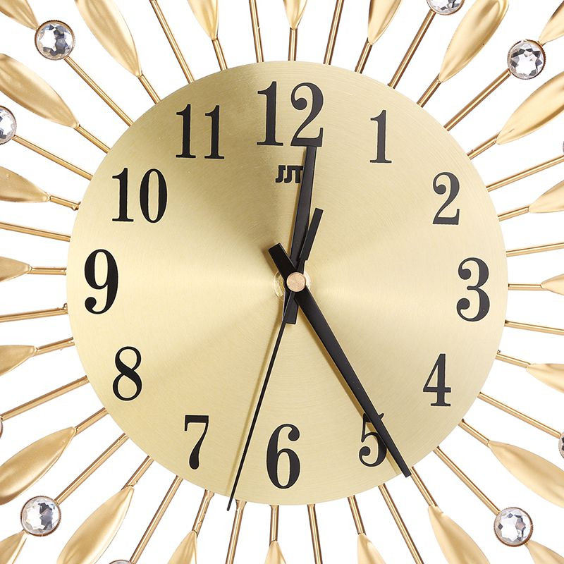 Skatinimas! 15 colių 3D didelis sieninis laikrodis Blizgantis Kalnų krištolo saulės stiliaus modernus svetainės dekoras (auksinis)