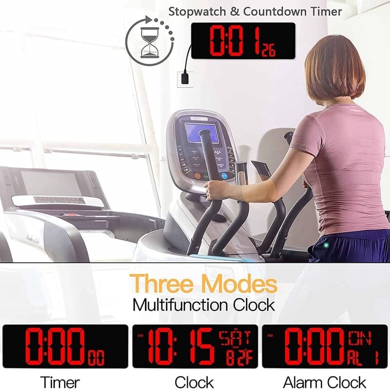 Nagyméretű digitális falióra távirányítóval, 16,5 hüvelykes LED-es nagy kijelzőszám, otthoni, irodai és tantermi Eu csatlakozó