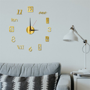 Моден домашен стенен часовник 3D Направи си сам акрилен светещ стенен часовник за декорация на дома Игла за всекидневна Самозалепваща висяща кварцова W
