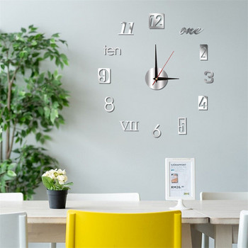 Моден домашен стенен часовник 3D Направи си сам акрилен светещ стенен часовник за декорация на дома Игла за всекидневна Самозалепваща висяща кварцова W