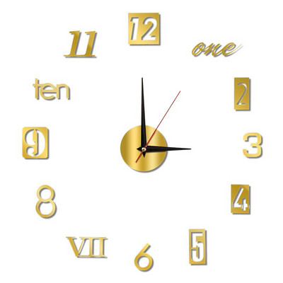 Divat otthoni falióra 3D DIY akril fényes falióra lakberendezéshez Nappali tű öntapadó akasztós kvarc W