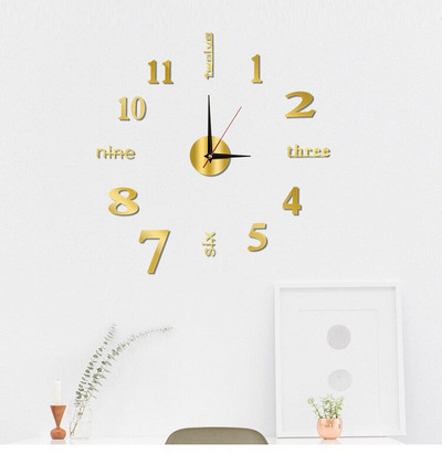 Divat otthoni falióra 3D DIY akril fényes falióra lakberendezéshez Nappali tű öntapadó akasztós kvarc W