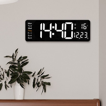 13/16 инча LED цифров стенен часовник Дистанционно управление Час Дата Температура Седмица Дисплей на същия екран Настолни настолни часовници Будилници