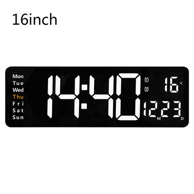 Ceas digital de perete LED de 13/16 inch Telecomanda Ora Data Temperatura Saptamana Acelasi ecran Afisaj Ceasuri de masa de birou Alarme Ceas