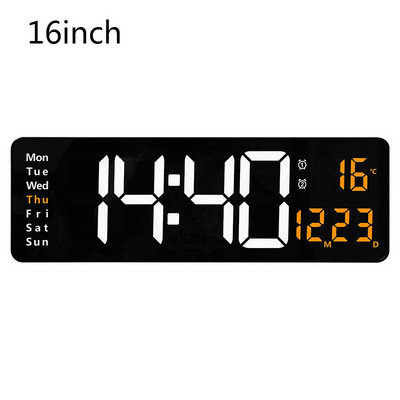 Ceas digital de perete LED de 13/16 inch Telecomanda Ora Data Temperatura Saptamana Acelasi ecran Afisaj Ceasuri de masa de birou Alarme Ceas