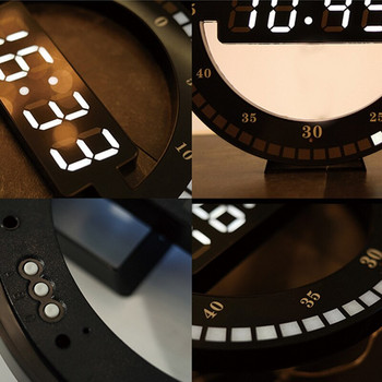 LED цифрови стенни часовници Nordic Electronic Large Clock Home Decor Luminous Mute Temperature Date Modern Design Кръгъл стенен часовник