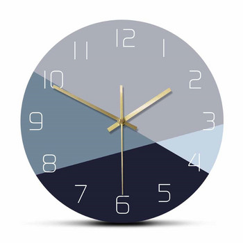 Семпъл минимализъм Син и сив цвят Голям стенен часовник Студен тон Цветови нюанси Модерна мода Декорация на дома Висящ на стената часовник