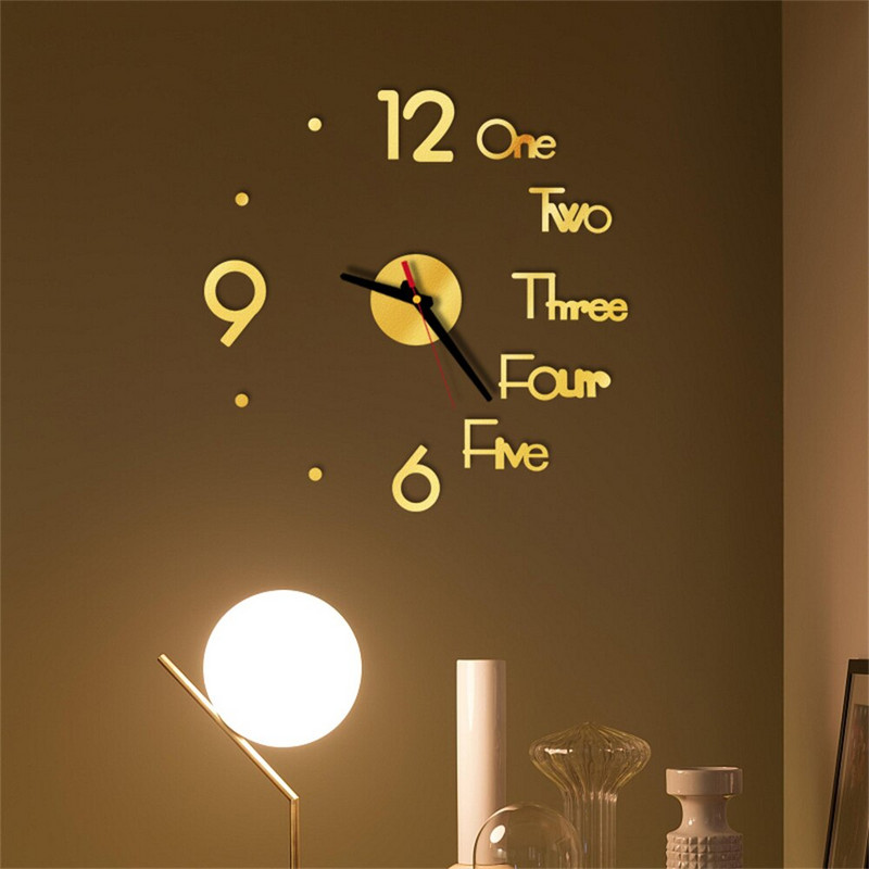 Ceas de perete digital DIY Ceasuri DIY 3D Ceasuri de modă Autocolante cu oglindă acrilice Camera de zi Home Office Decor Silent Horloge