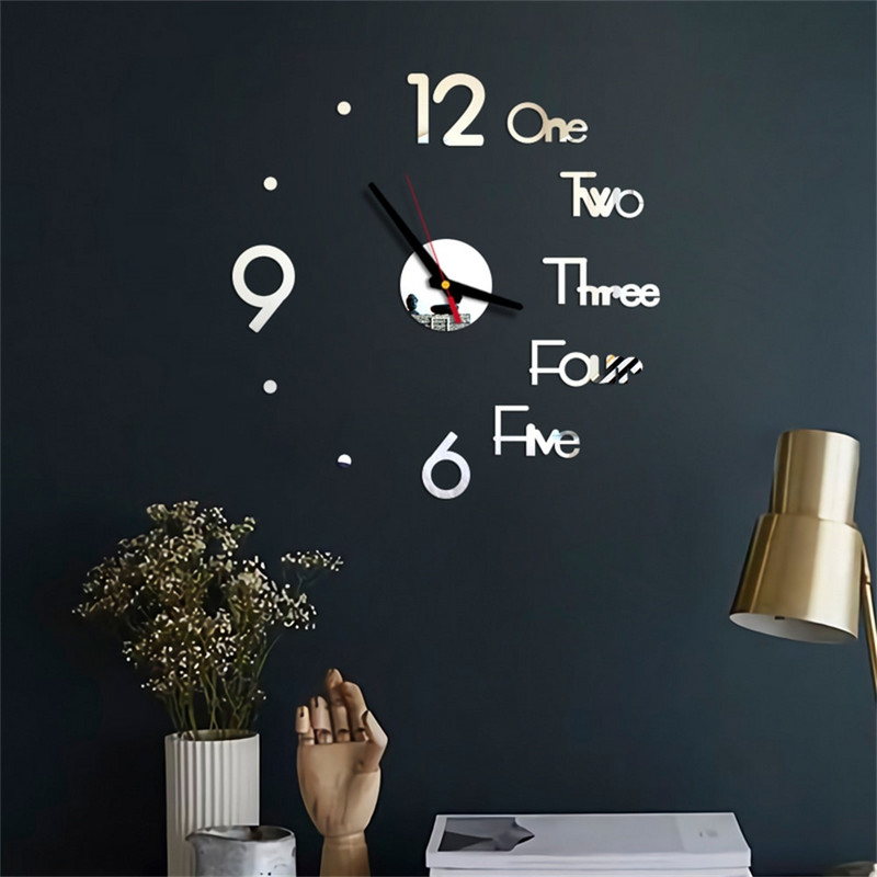 Ceas de perete digital DIY Ceasuri DIY 3D Ceasuri de modă Autocolante cu oglindă acrilice Camera de zi Home Office Decor Silent Horloge