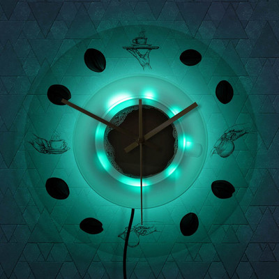 Kávés kézi kávé babkávé falióra LED háttérvilágítással Modern design Cafe kávés bögre Reloj De Pared konyhai akril falióra