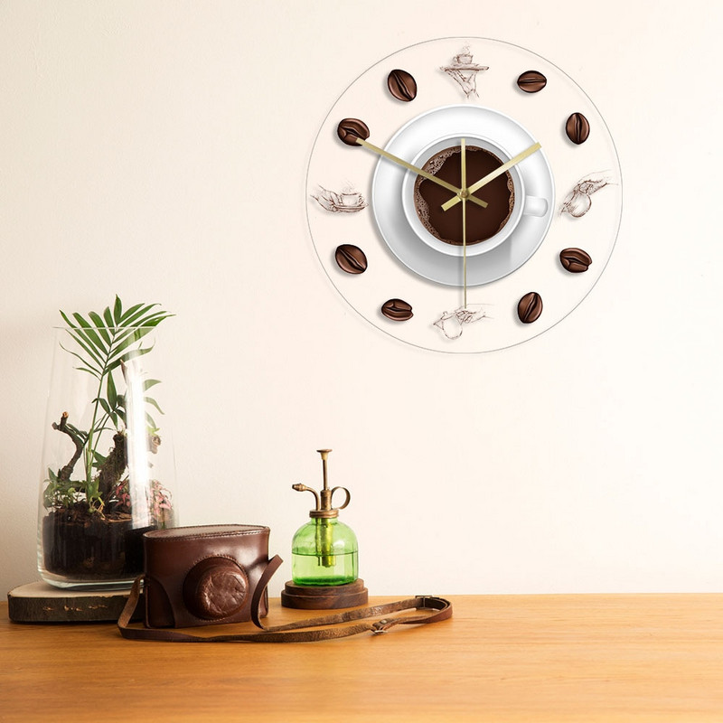 Kávés kézi kávé babkávé falióra LED háttérvilágítással Modern design Cafe kávés bögre Reloj De Pared konyhai akril falióra