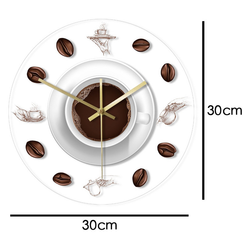 Kávés kézi kávé babkávé falióra LED háttérvilágítással Modern design Cafe kávés bögre Reloj De Pared konyhai akril falióra
