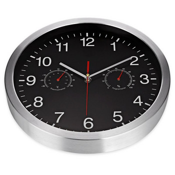 HLZS-3 в 1 Безшумен кварцов стенен часовник, тих термометър, хигрометър, без тиктакане, стенен часовник за домашен декор