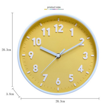 Стенен часовник Креативен цветен 8-инчов Стенен часовник за детска стая Всекидневна Кръгъл безшумен часовник Спалня Стенен часовник с проста показалка