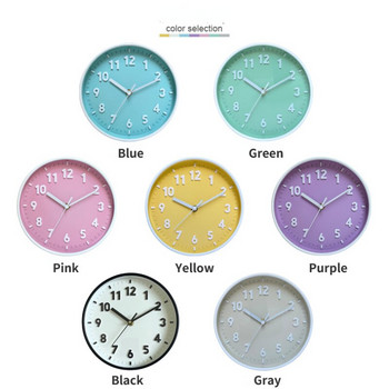 Стенен часовник Креативен цветен 8-инчов Стенен часовник за детска стая Всекидневна Кръгъл безшумен часовник Спалня Стенен часовник с проста показалка