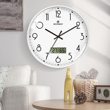 12-инчов стенен часовник за всекидневна, безшумен кварцов часовник, светодиоден дисплей, стенен часовник за декорация на мебели