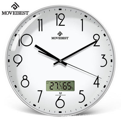 12 hüvelykes nappali falióra, csendes kvarcóra, LED kijelző, bútordekorációs falióra