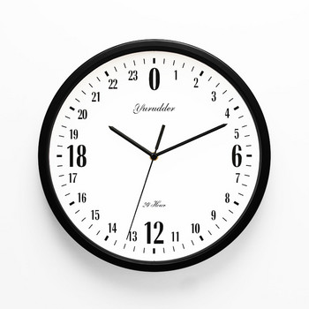 2021 Най-новият дизайн на 24-часов циферблат 12-инчов часовник с метална рамка Модерен моден декоративен кръгъл стенен часовник Декорация на дома Бар Проучване