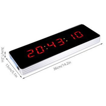 Цифров стенен часовник Модерен дизайн Цифров LED календар часовник Температура Стенен часовник EU щепсел 110-240V (час+минута+секунда)