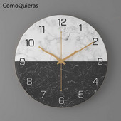 Marmurinio laikrodžio imitacija europietiško stiliaus namų svetainė Svetainė mada Kūrybinis sieninis laikrodis miegamajame 30 cm metalinis skaitmeninis laikrodis