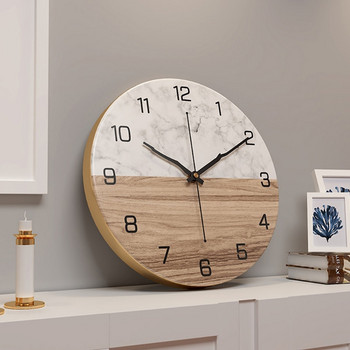 Имитация на мраморен часовник Европейски стил Домашен хол Моден креативен стенен часовник Спалня 30 см метален цифров часовник