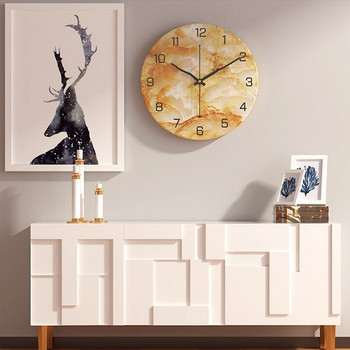 Имитация на мраморен часовник Европейски стил Домашен хол Моден креативен стенен часовник Спалня 30 см метален цифров часовник
