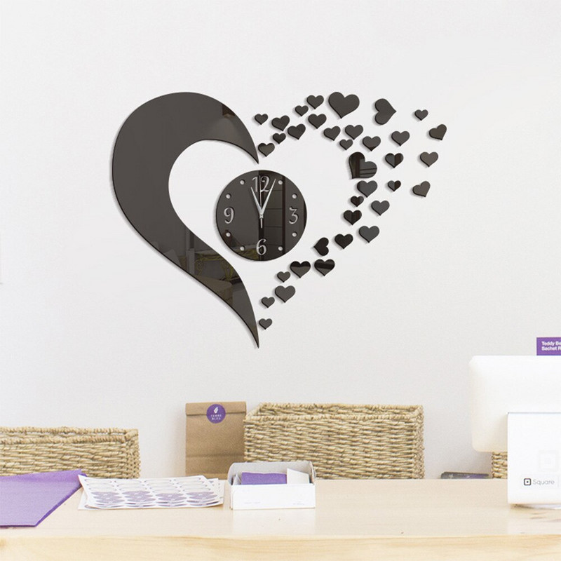 „Nordic Creative“ „pasidaryk pats“ akrilo veidrodis, meilės derinys, sieninis laikrodis Svetainės miegamojo dekoravimas Madingas asmenybės laikrodis