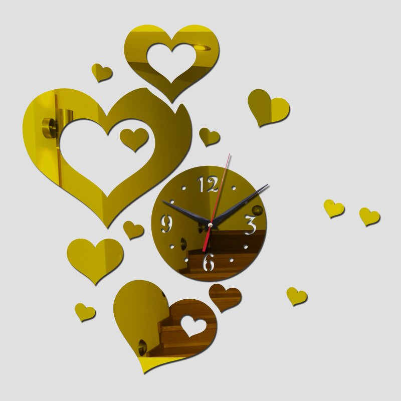 Sieniniai laikrodžiai Akriliniai Modernaus stiliaus širdelės Svetainės apdaila „Pasidaryk pats“ Vieno veido adata Kvarciniai laikrodžiai Natiurmorto lipdukai